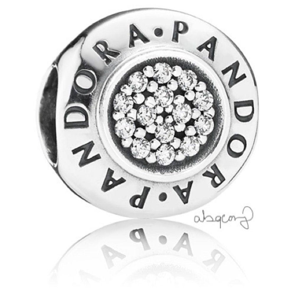 EUC Pandora 791414CZ Sterling Silver Pandora Signature Charm w/ Clear Zirconia